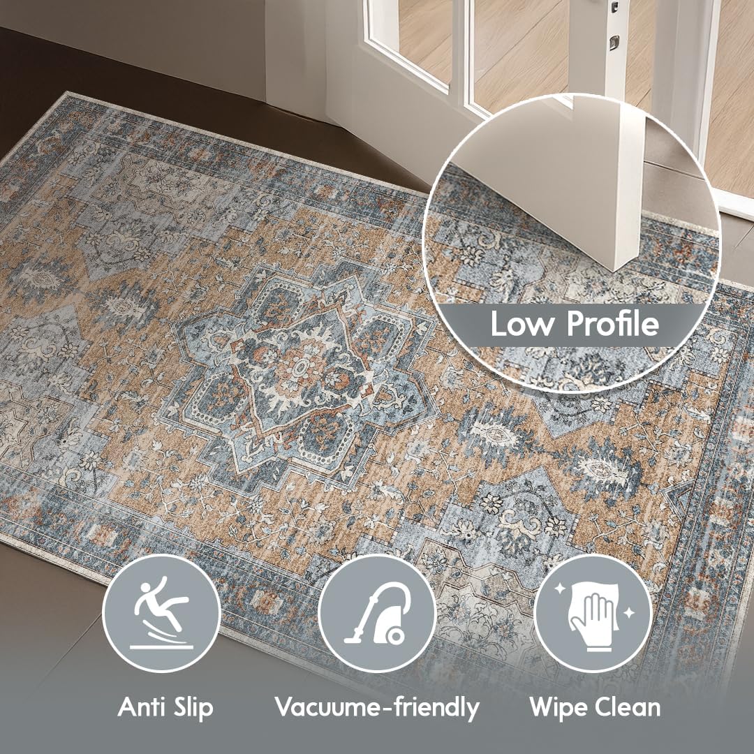 Muddy Mat® Coral 2x3 Washable Area Rugs for Living Room, Bedroom & Dining Room – Modern Soft Low Pile Non Slip Carpet – Pet Friendly Waterproof Foldable Rugs for Home - Image 2