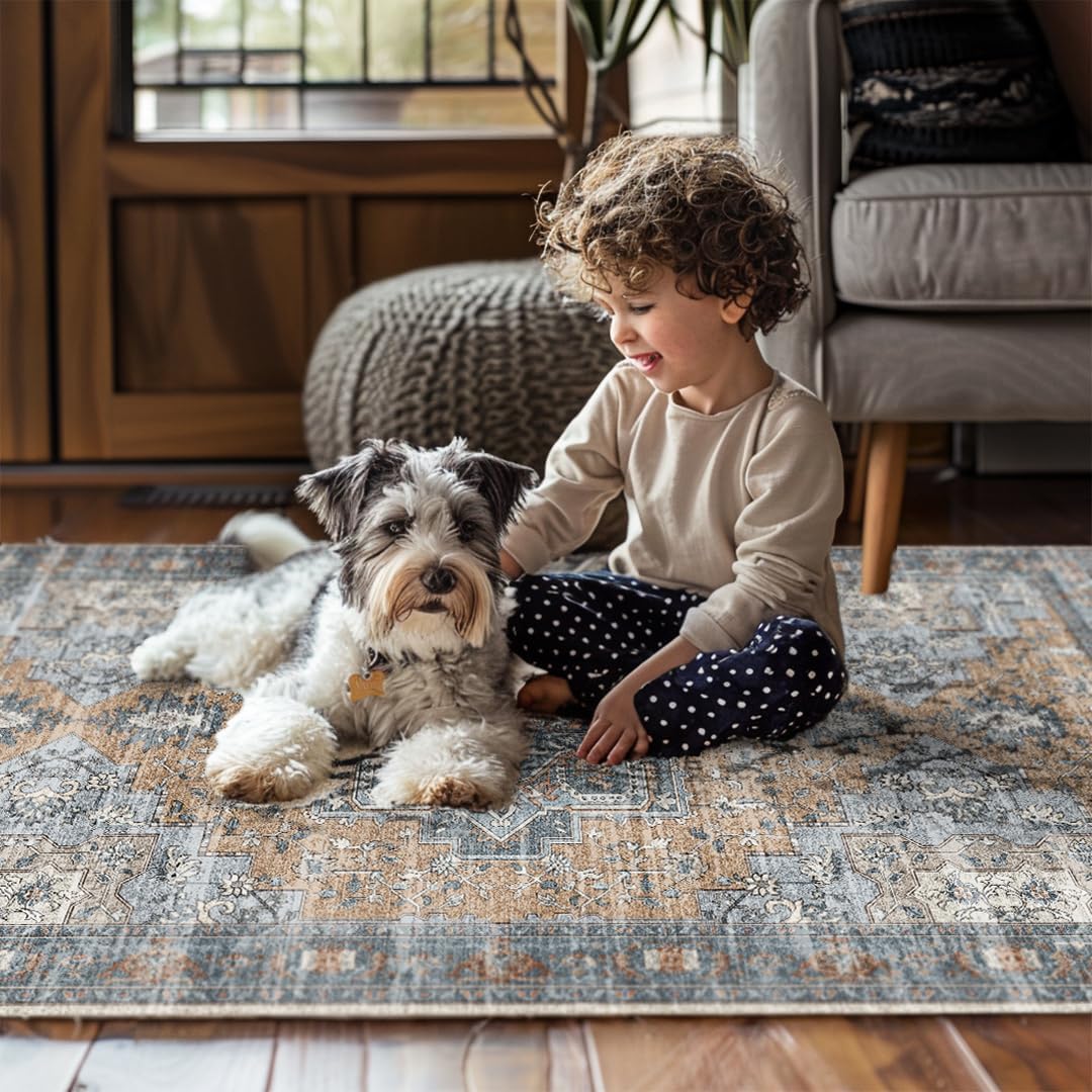 Muddy Mat® Coral 2x3 Washable Area Rugs for Living Room, Bedroom & Dining Room – Modern Soft Low Pile Non Slip Carpet – Pet Friendly Waterproof Foldable Rugs for Home - Image 5