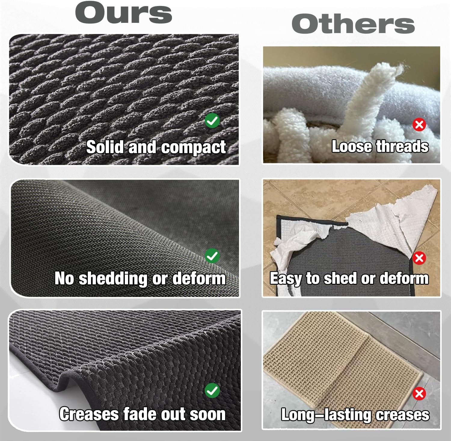 TYUU Bathroom Rugs Non Slip Washable, Super Absorbent Thin Bath Mat Small Quick Dry Low Pile Bathroom Rug, Dark Grey 16"x24" - Image 4