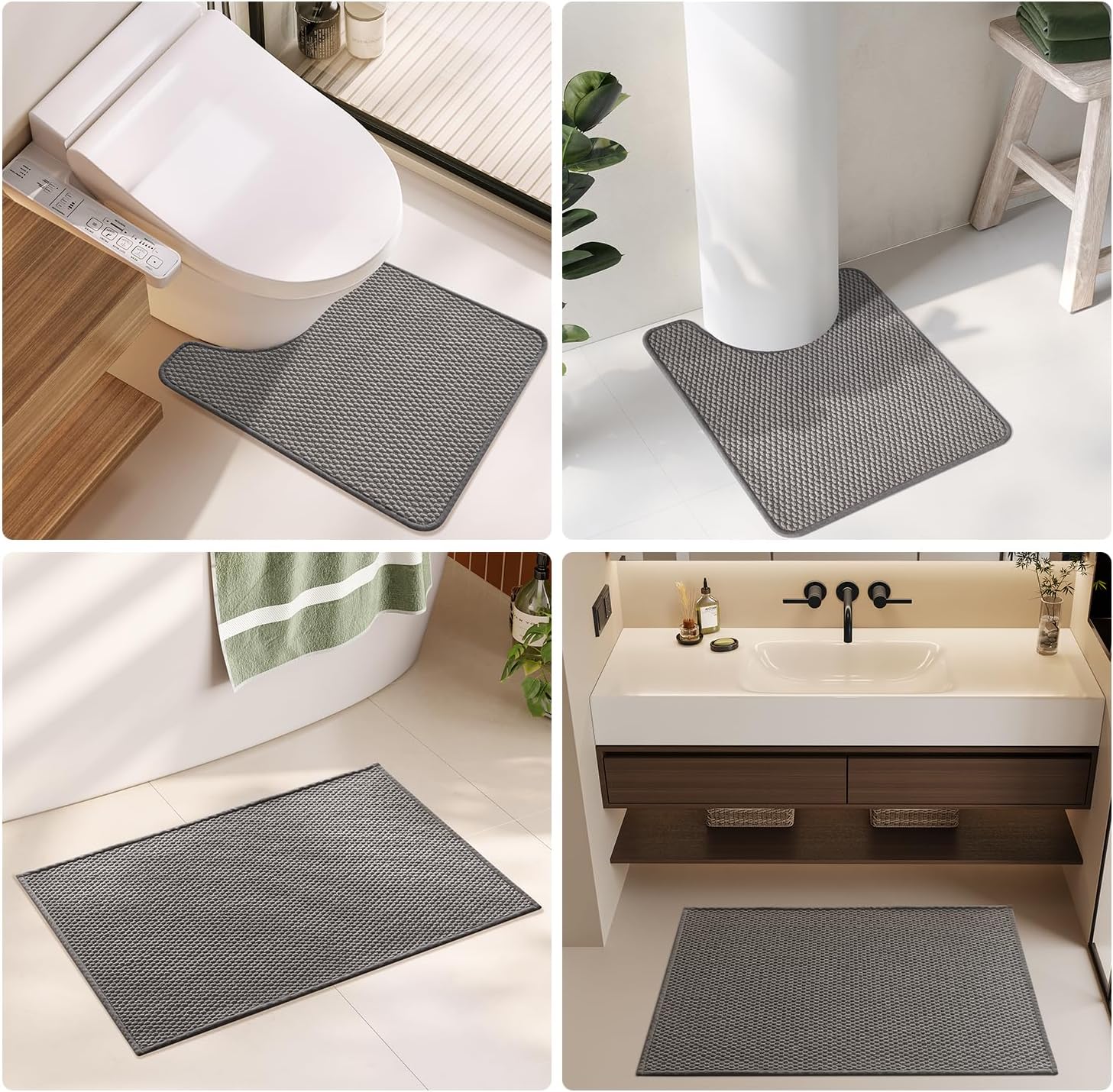 TYUU Bathroom Rugs Non Slip Washable, Super Absorbent Thin Bath Mat Small Quick Dry Low Pile Bathroom Rug, Dark Grey 16"x24" - Image 7