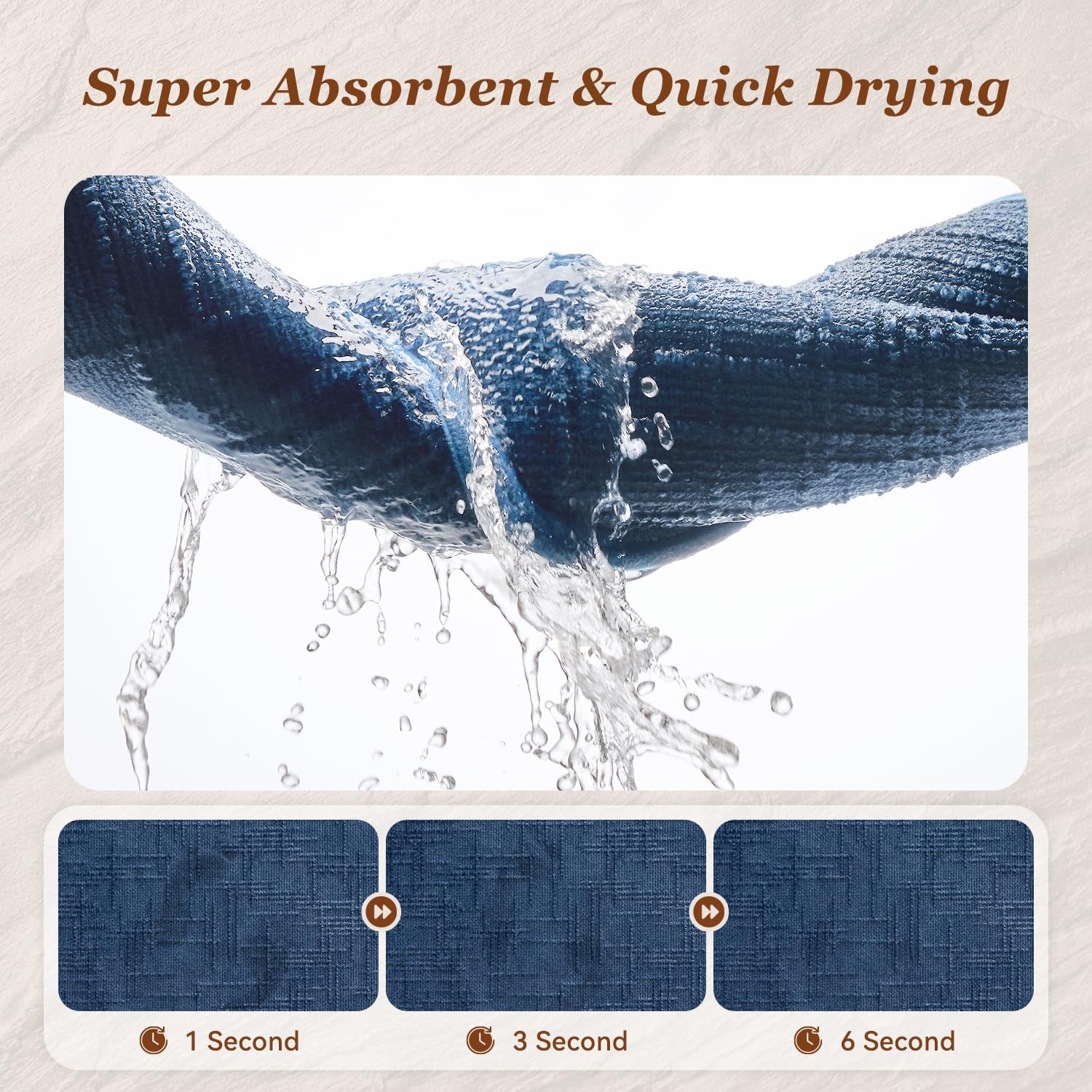 AMOAMI Bath Mat Non Slip Super Absorbent Quick Dry Bath Mats for Bathroom Floor Rubber Backing Washable Bathroom Rugs Modern Woven Jacquard Mat, Beside Tub Bath Rugs, 17" x 24", Blue - Image 2