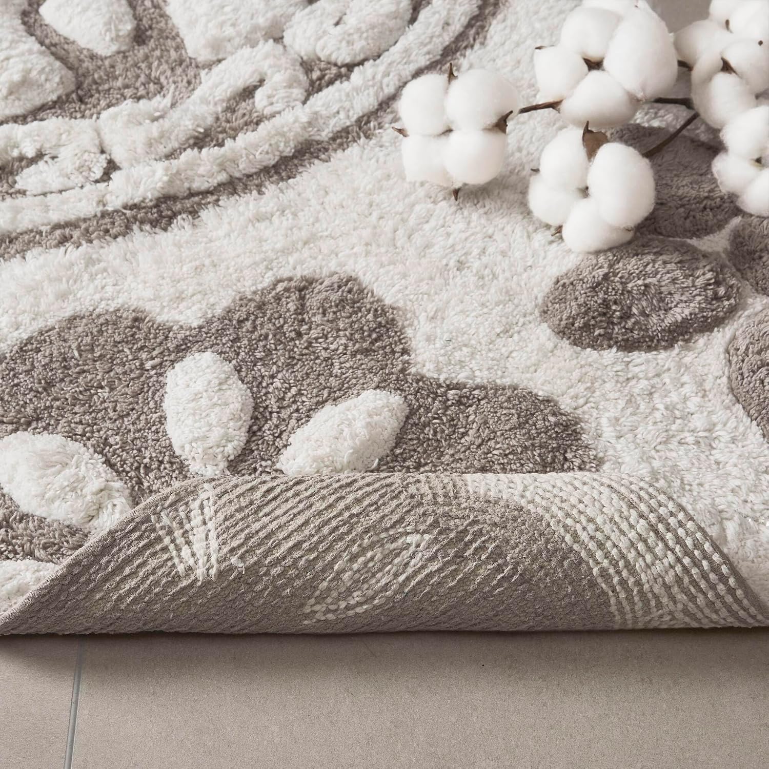 Madison Park Casablanca 100% Cotton Tufted Bathroom Rugs Luxurious Plush Medallion Floral Pattern Bath Mat Absorbent, Quick Dry, Spa Design Shower Room Décor, Rectangle 20" x 30", Taupe - Image 11