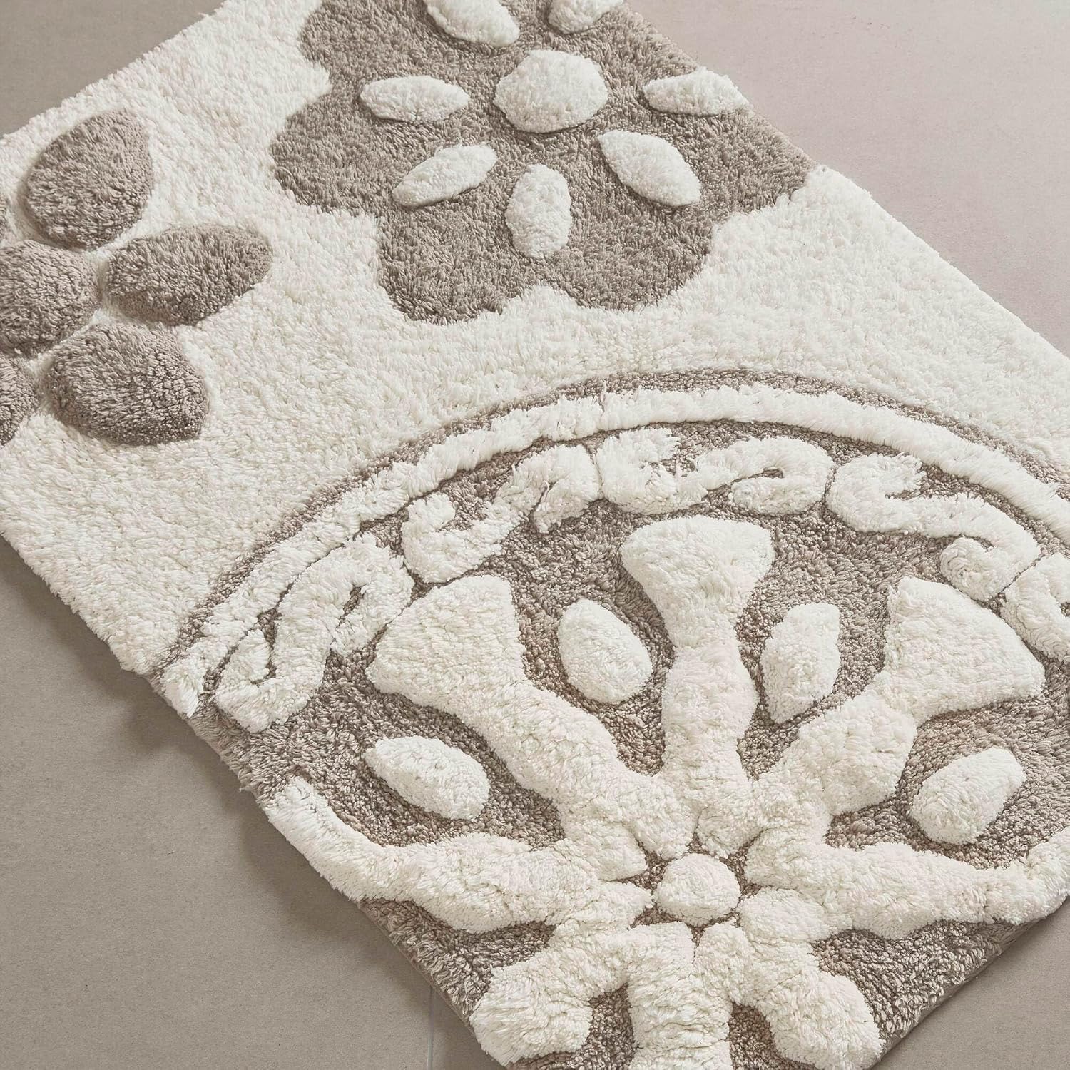 Madison Park Casablanca 100% Cotton Tufted Bathroom Rugs Luxurious Plush Medallion Floral Pattern Bath Mat Absorbent, Quick Dry, Spa Design Shower Room Décor, Rectangle 20" x 30", Taupe - Image 12