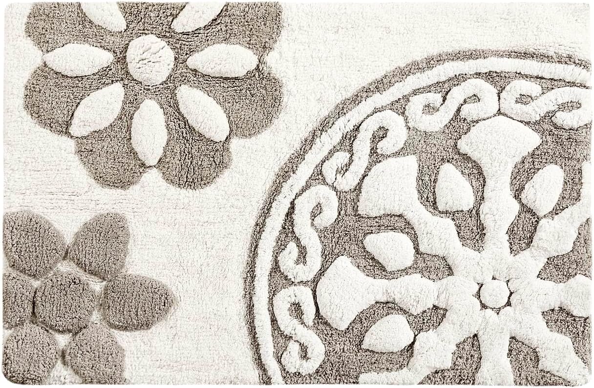 Madison Park Casablanca 100% Cotton Tufted Bathroom Rugs Luxurious Plush Medallion Floral Pattern Bath Mat Absorbent, Quick Dry, Spa Design Shower Room Décor, Rectangle 20" x 30", Taupe - Image 13