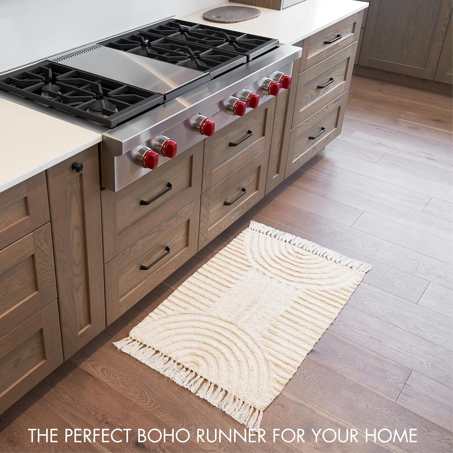 KIBAGA Beautiful Boho Rug with Tassels for Your Bathroom - Soft 2 x 3 ft. Cotton Rug Fits Perfectly Into Your Bath - Washable, Non-Slip Mat Ideal to Enhance Any Modern Home Decor, 24 x 36 inch - Image 6
