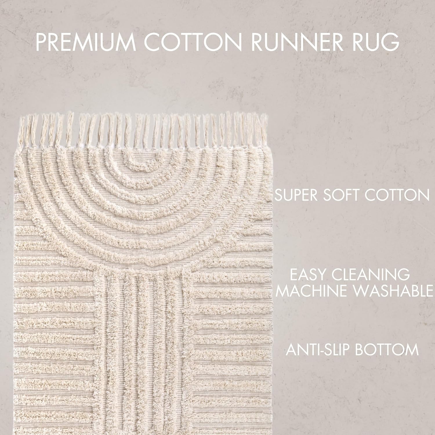 KIBAGA Beautiful Boho Rug with Tassels for Your Bathroom - Soft 2 x 3 ft. Cotton Rug Fits Perfectly Into Your Bath - Washable, Non-Slip Mat Ideal to Enhance Any Modern Home Decor, 24 x 36 inch - Image 8