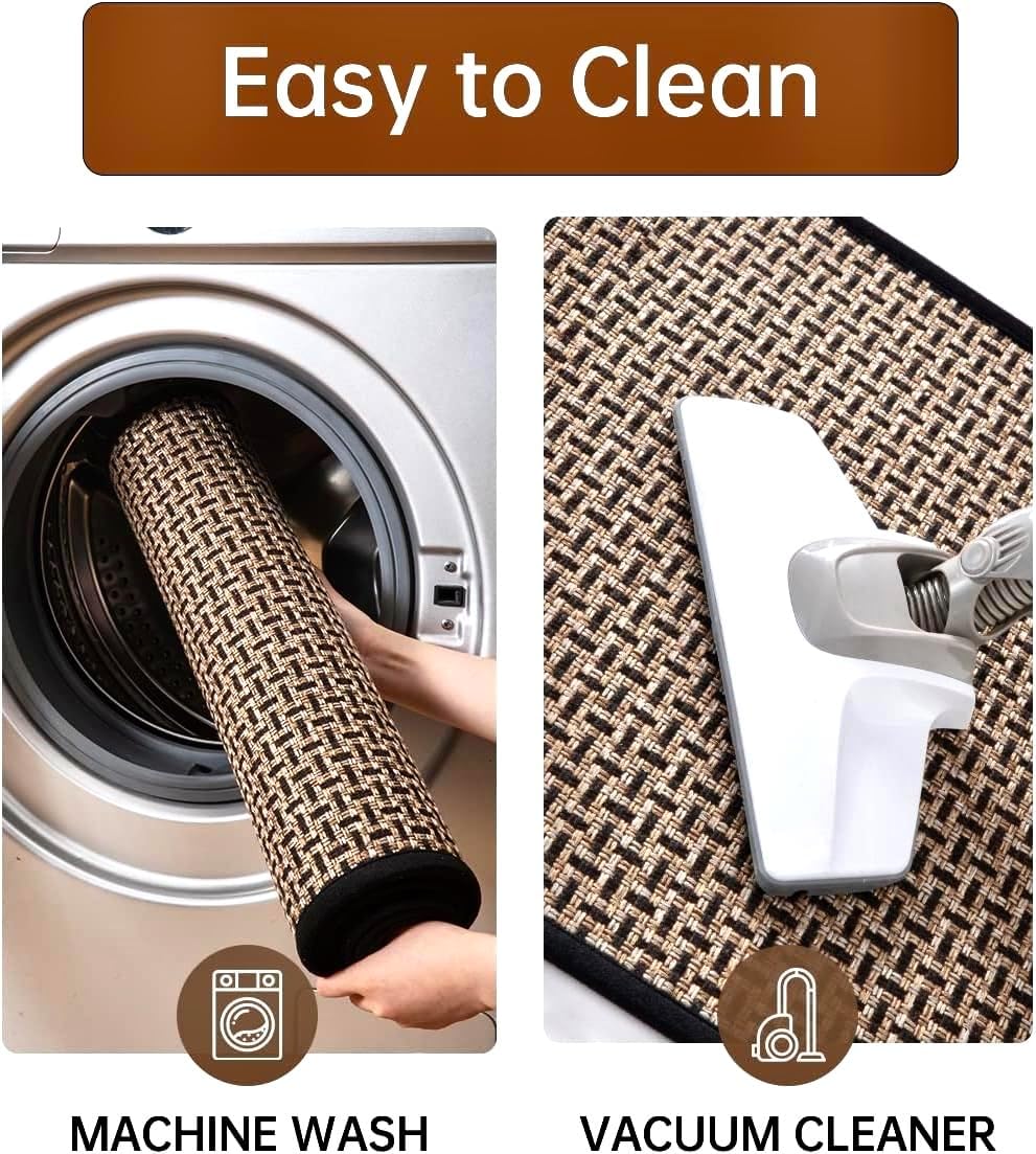 eqivei Kitchen Rugs and Mats Non Skid Washable Set of 2 PCS, Absorbent Runner Rugs for Kitchen, Front of Sink, Kitchen Mats for Floor, 17.3"x 47"+17.3"x 29" (Black) - Image 6